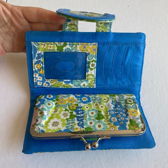 Frill by Vera Bradley Wallet in Blue, Green, & Yellow w/ Coin Purse Inside - Picture 5 of 9
